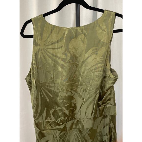 Lauren Ralph Lauren Palm Leaf Jacquard Sleeveless Dress Olive Green Size 16 NWT - Picture 9 of 13